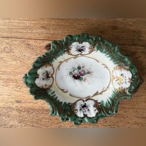 Vintage handpainted oval dish